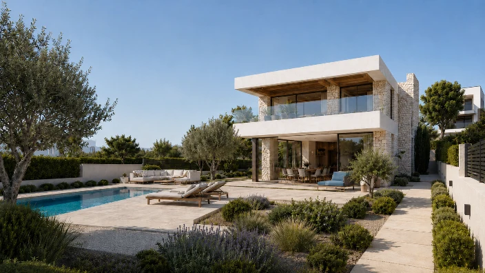 Vivienda contemporánea con piscina y jardín
